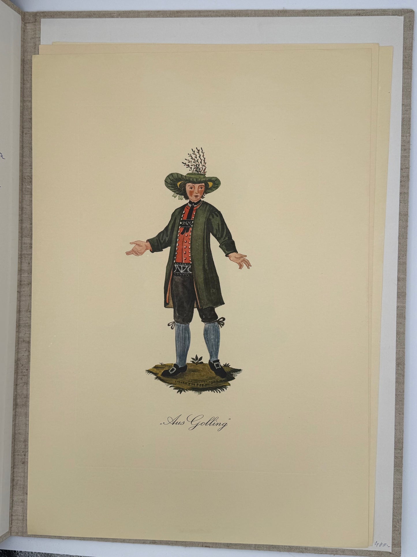 Alt-Salzburger Kostbarkeiten – Historische Trachten (18. Jh.), Mappe mit farbigen Blättern, Salzburg 1977