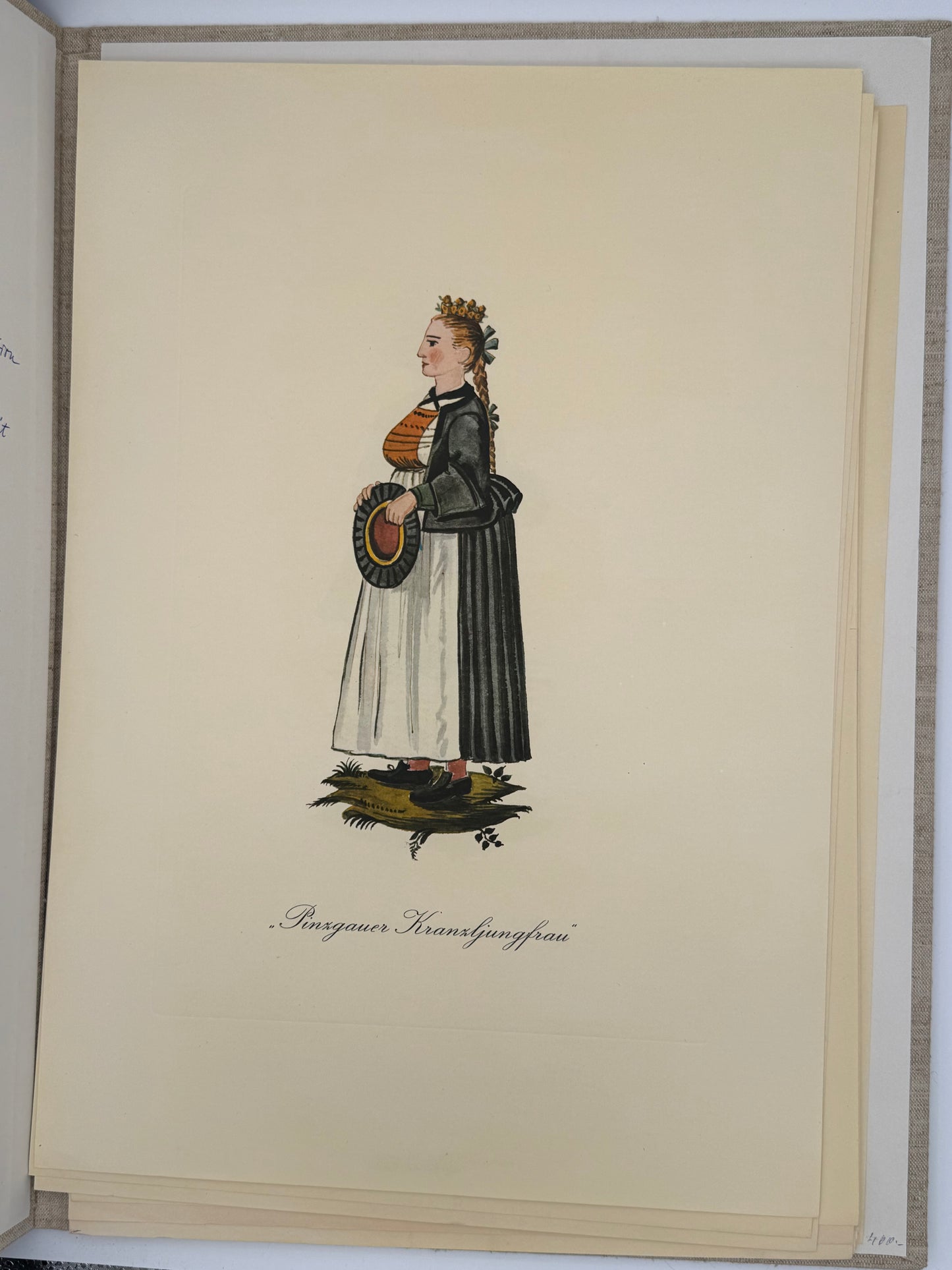 Alt-Salzburger Kostbarkeiten – Historische Trachten (18. Jh.), Mappe mit farbigen Blättern, Salzburg 1977