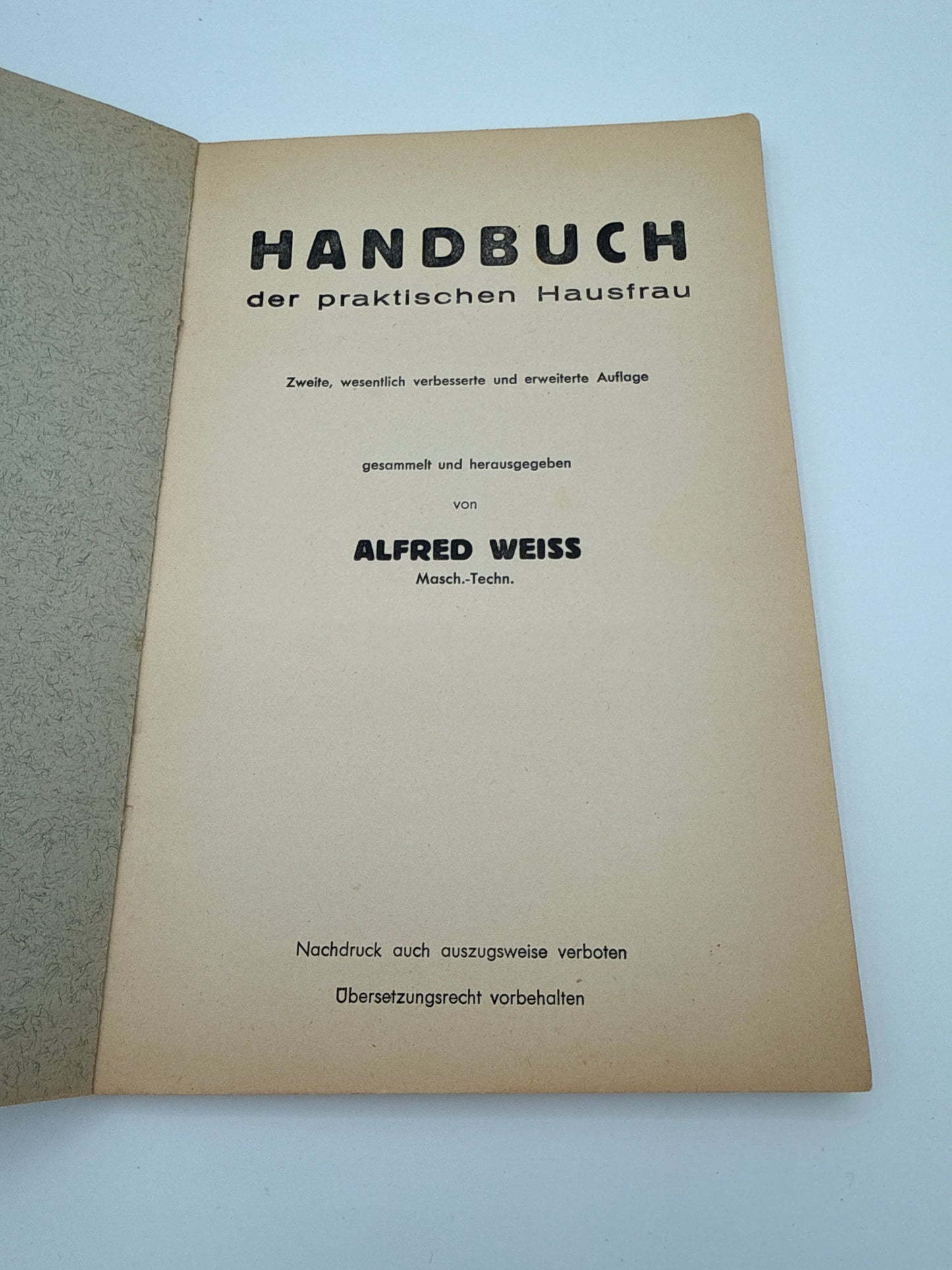 Alfred Weiss – Handbuch der praktischen Hausfrau, 2. Auflage, ca. 1950
