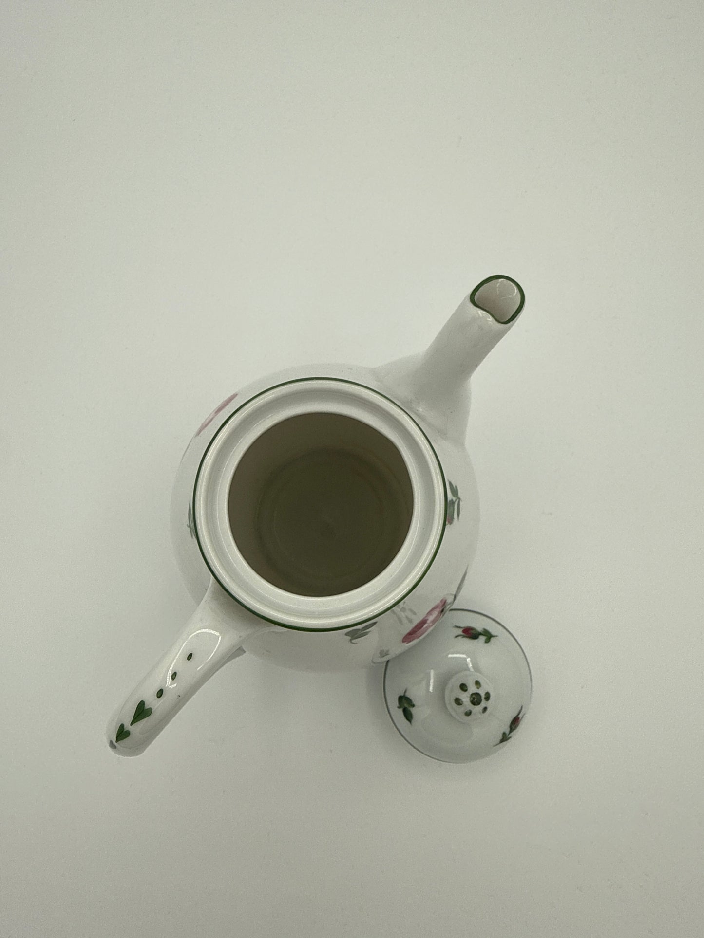 Augarten Wien – Teekanne „Wiener Rose“ mit grünem Randdekor