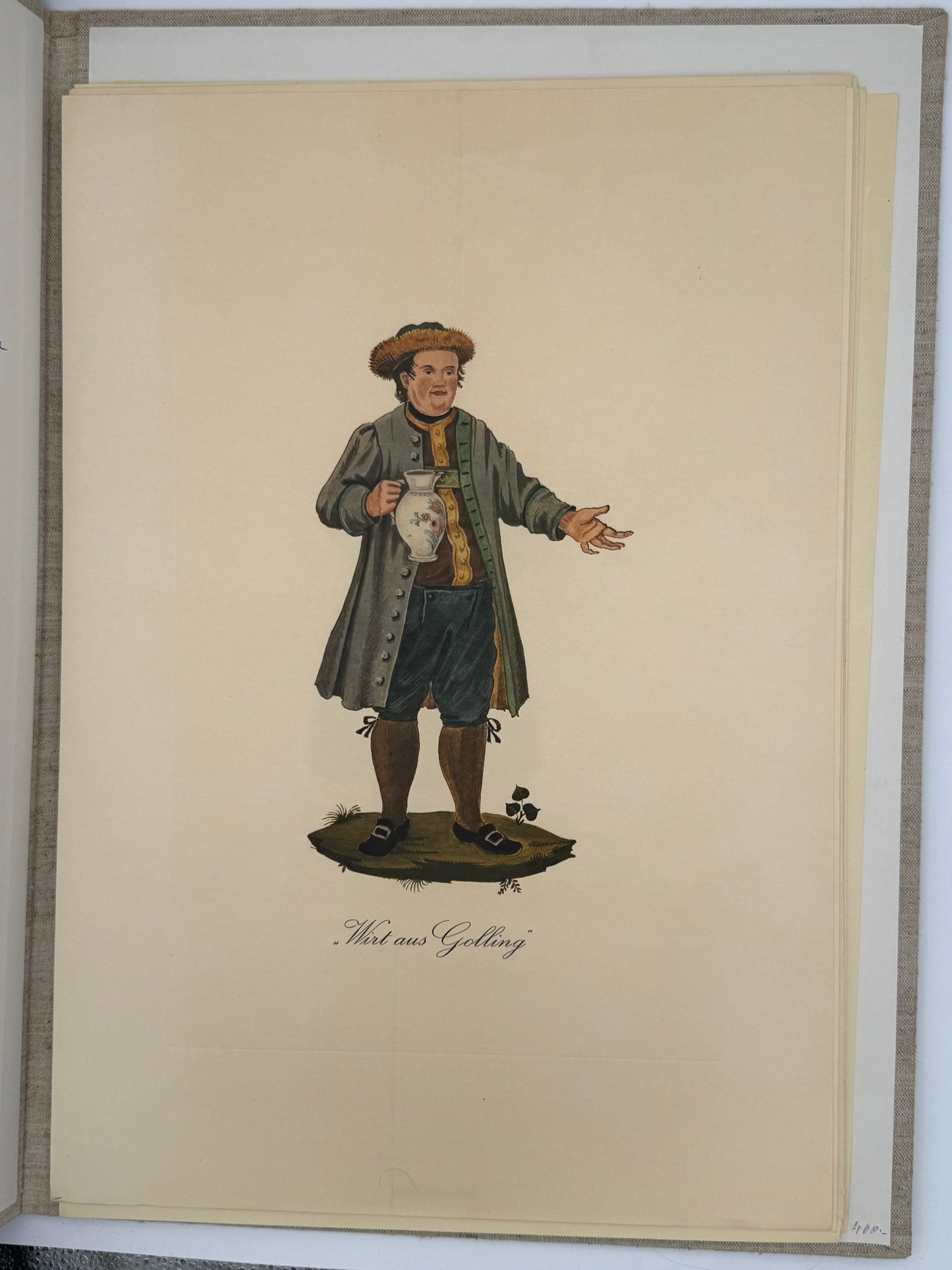 Alt-Salzburger Kostbarkeiten – Historische Trachten (18. Jh.), Mappe mit farbigen Blättern, Salzburg 1977