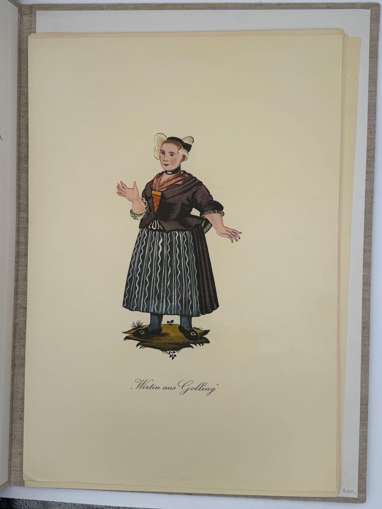 Alt-Salzburger Kostbarkeiten – Historische Trachten (18. Jh.), Mappe mit farbigen Blättern, Salzburg 1977