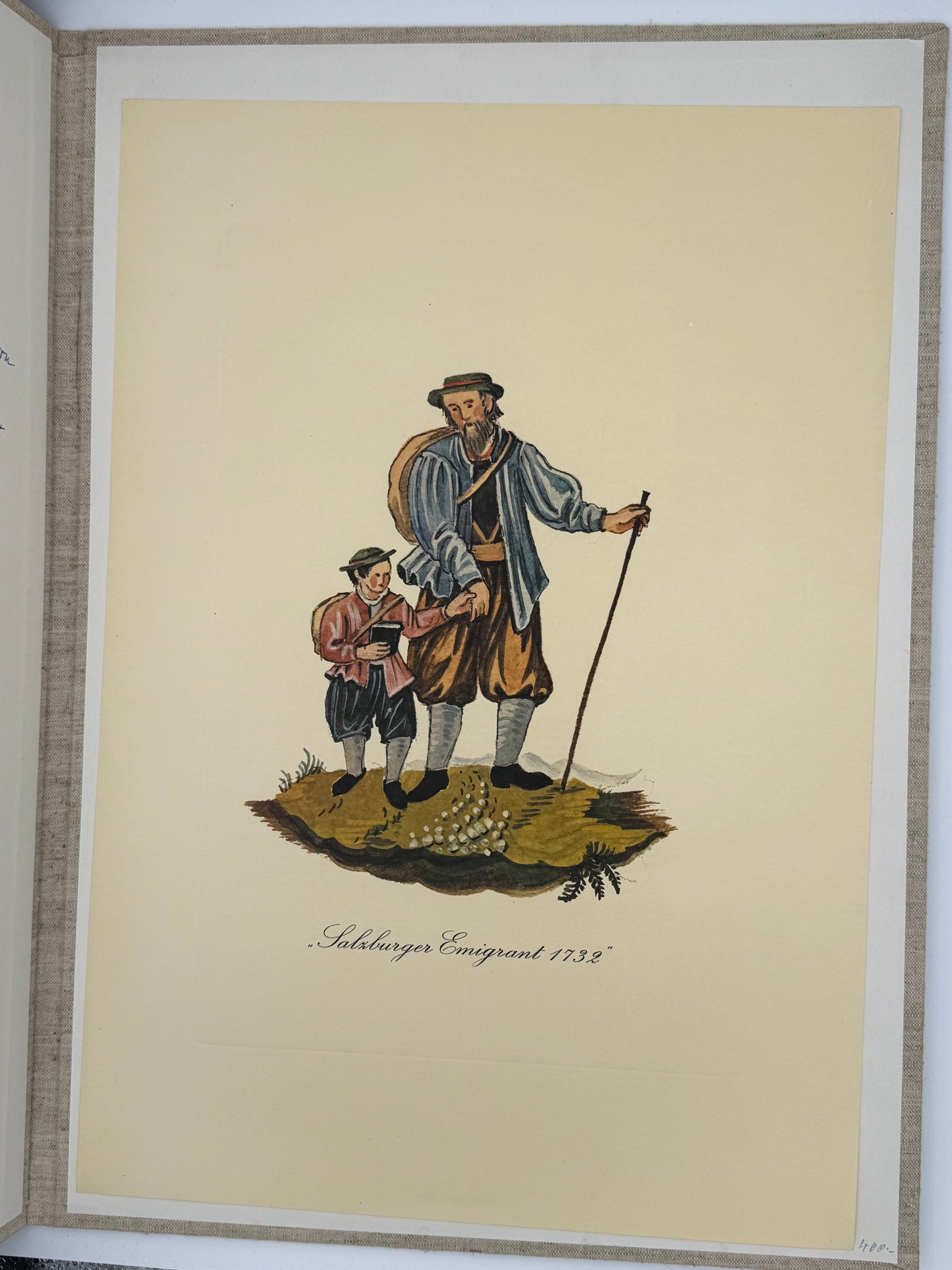 Alt-Salzburger Kostbarkeiten – Historische Trachten (18. Jh.), Mappe mit farbigen Blättern, Salzburg 1977