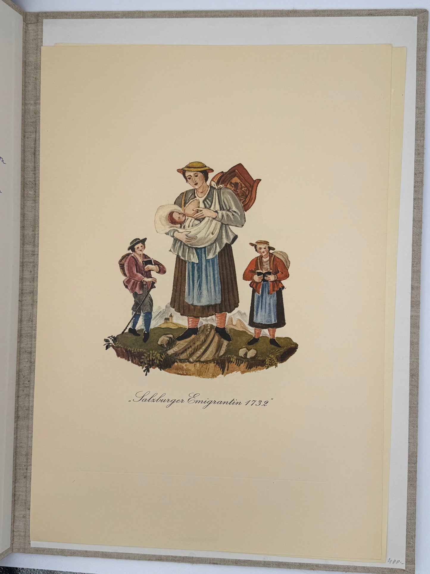 Alt-Salzburger Kostbarkeiten – Historische Trachten (18. Jh.), Mappe mit farbigen Blättern, Salzburg 1977