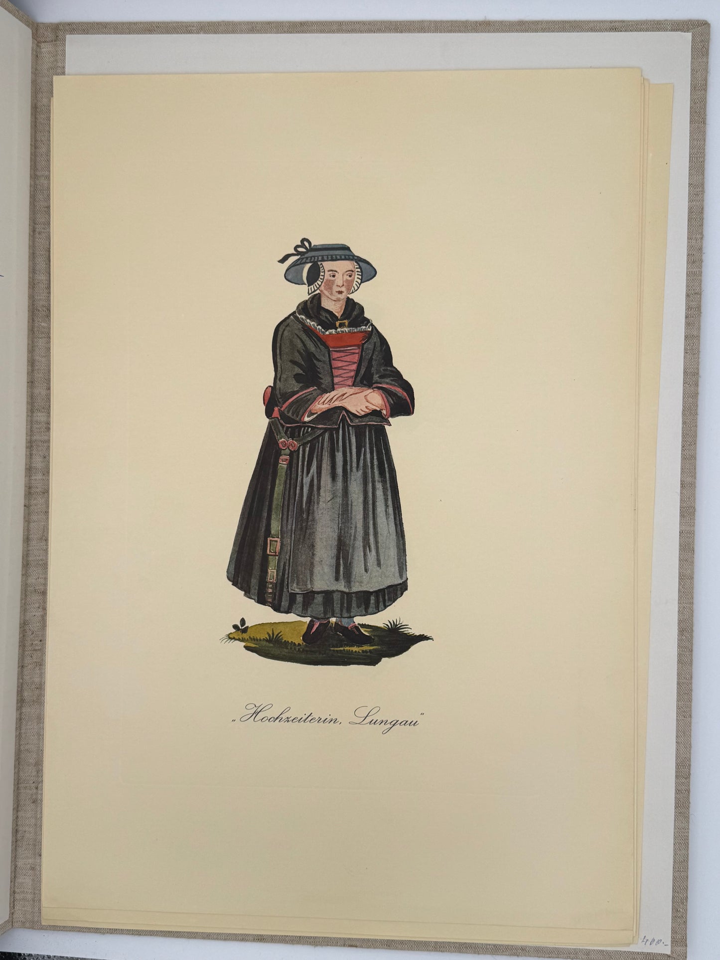 Alt-Salzburger Kostbarkeiten – Historische Trachten (18. Jh.), Mappe mit farbigen Blättern, Salzburg 1977