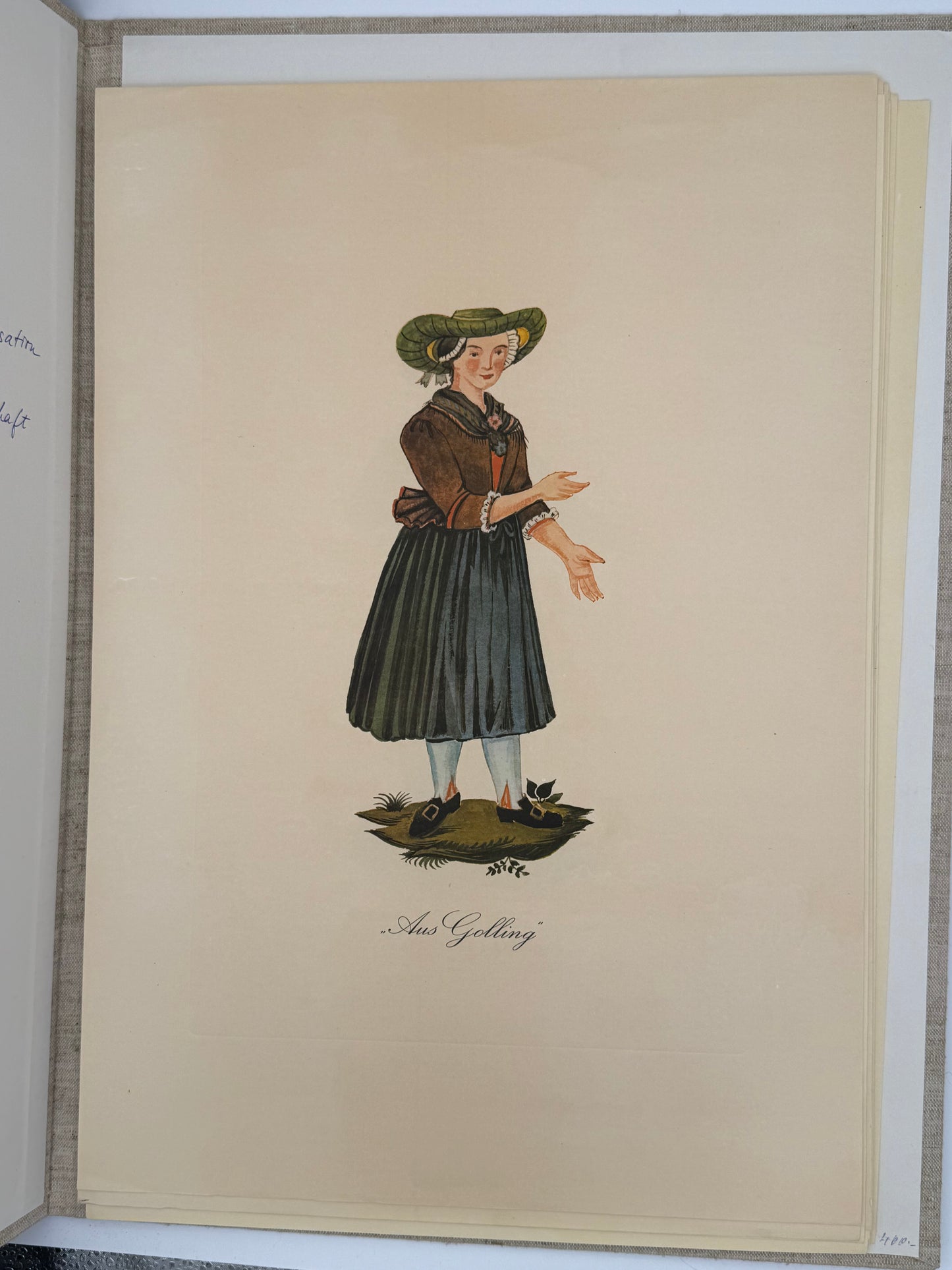 Alt-Salzburger Kostbarkeiten – Historische Trachten (18. Jh.), Mappe mit farbigen Blättern, Salzburg 1977