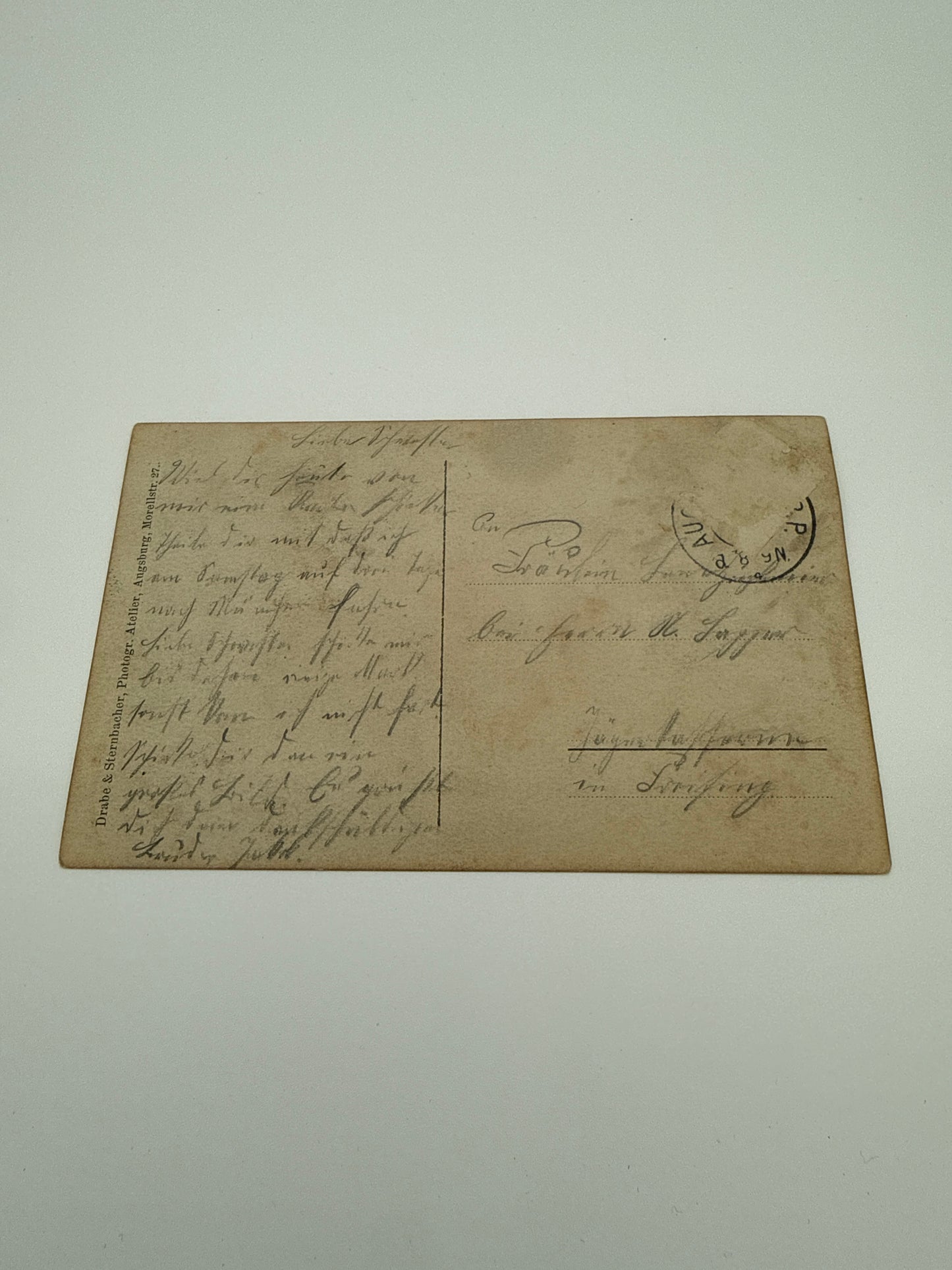 Deutsche Soldaten im Atelierporträt, Augsburg um 1915 – Gruppenaufnahme in feldgrauer Uniform