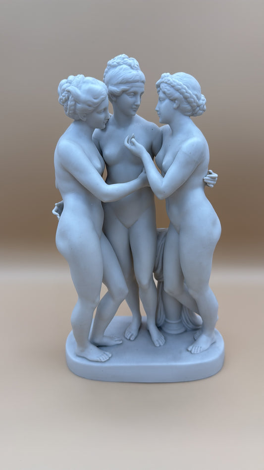 Die drei Grazien, Hertwig, Katzhütte, Biskuitporzellan, Höhe 22,5 cm, Pressmarke